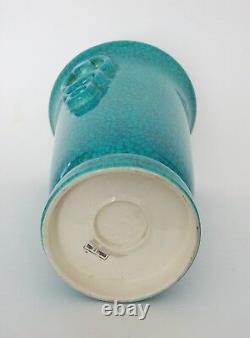 Boch Freres Art Déco Turquoise Crackle Glaze Vase Belgium Vers Les Années 1930