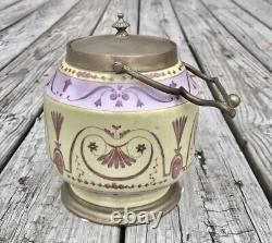 Boîte à thé en porcelaine et bronze Wong Lee rose et jaune de style Art déco avec poignée