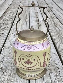 Boîte à thé en porcelaine et bronze Wong Lee rose et jaune de style Art déco avec poignée