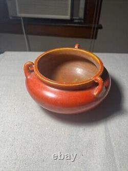 Bol à poignée en poterie Art Déco Awaji vintage, rouge chromé cristallin 8