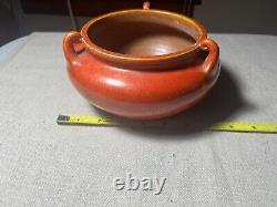 Bol à poignée en poterie Art Déco Awaji vintage, rouge chromé cristallin 8