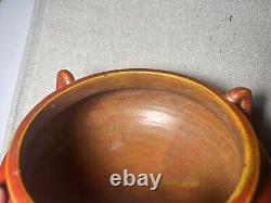 Bol à poignée en poterie Art Déco Awaji vintage, rouge chromé cristallin 8