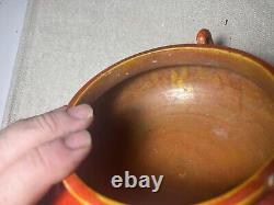 Bol à poignée en poterie Art Déco Awaji vintage, rouge chromé cristallin 8