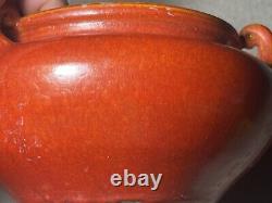 Bol à poignée en poterie Art Déco Awaji vintage, rouge chromé cristallin 8