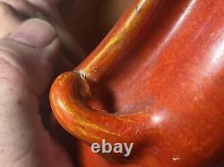 Bol à poignée en poterie Art Déco Awaji vintage, rouge chromé cristallin 8