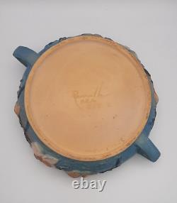 Bol de console Vintage Art Déco Roseville Blue Magnolia avec poignées 450-10