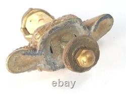 Buste miniature en laiton antique Art Déco figurant une femme avec un casque comme poignée de 2,5 pouces.