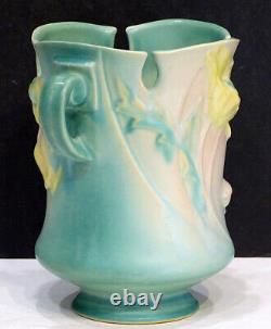 C'est Pas Vrai! Vintage Des Années 1930 Roseville Pottery Art Deco Poppy Vase À Poignées / 869-7