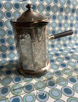 Cafetière à manche en bâton de la société Vtg Soda Lunch Co, boîte à thé art déco antique DW Haber Son