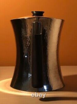 Christofle Modernist Hammered Tea Pot Sterling Silver 925 Poignée D’ébène