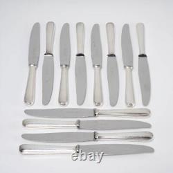 Couteaux de dîner à manche en métal argenté Art Déco Christofle America 9.75 12 pièces