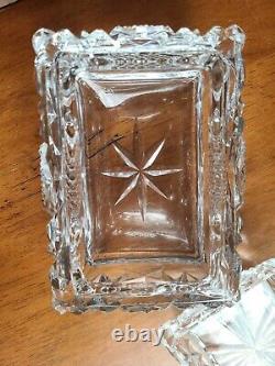 Cut Antique Cristal Ormolu Mount Box Bijoux Coffret Poignée De La Cabine De Porcelaine
