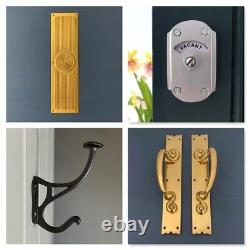 Edwardian Door Pull Poignées 15 Plaques Art Déco Boutons Push Finger Grab Brass