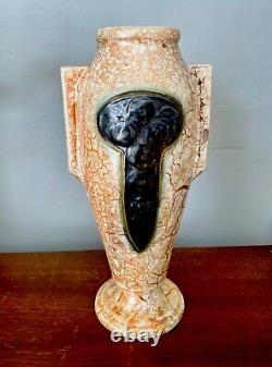 Ensemble de compote sur pied et 2 vases en poterie Alien Ware Ditmar Urbach de style Art Déco tchèque de l'époque Vtg.