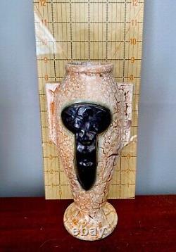 Ensemble de compote sur pied et 2 vases en poterie Alien Ware Ditmar Urbach de style Art Déco tchèque de l'époque Vtg.