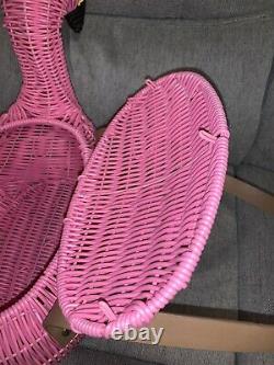 Flamingo Grand Picnic Basket Pink Wicker Résine Ciroa Californie Nouveau W Mots Clés Htf
