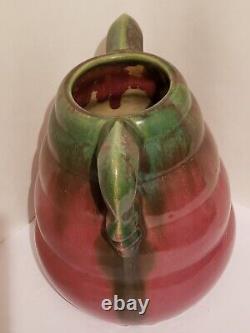 Fulper Pottery Deux Poignées En Forme De Cintre D'abeille Vase Art Deco Era 9 High