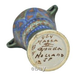 Gouda Holland Massa 1921 Vase Antique D'art De Poterie En Céramique Manipulée