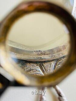 Grand miroir à poignée en argent 800 de style Art Déco vintage marqué Italie 32 gr