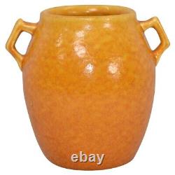 Haeger 1920s Vintage Art Deco Potterie Uranium Vase En Céramique À Poignée Orange