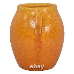 Haeger 1920s Vintage Art Deco Potterie Uranium Vase En Céramique À Poignée Orange