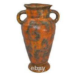 Haeger 1970s Moderne Art Deco Potterie Orange Peel Céramique Tall Handled Vase 4208