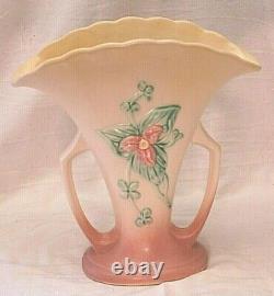 Hull Art Pottery Fan Vase Art Déco Fleurs Sauvages Double Poignée W-15 Vintage 1940s