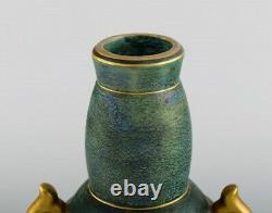 Josef Ekberg Pour Gustavsberg. Vase Art Déco Avec Poignées En Céramique Vitrée