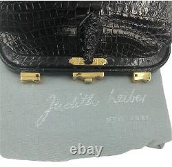 Judith Leiber Noir Alligator Skin Day Epaule Bag Kelly Vintage