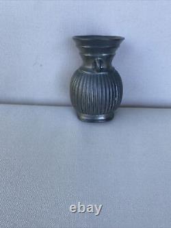 Juste Andersen Art Deco Pewter Ribbed Twin Handled Entonnoir Vase #2286