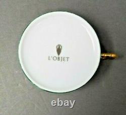 L’objet Malachite Cup & Soucoupe Green Gilded Tea Coffee Porcelain New