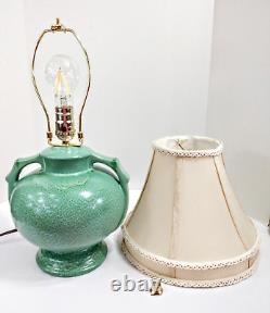 Lampe en céramique Stangl Pomme Verte avec poignée en anneau Art Déco Vintage No. 1682 Émaillage dégoulinant