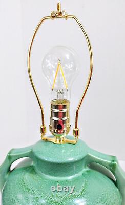 Lampe en céramique Stangl Pomme Verte avec poignée en anneau Art Déco Vintage No. 1682 Émaillage dégoulinant