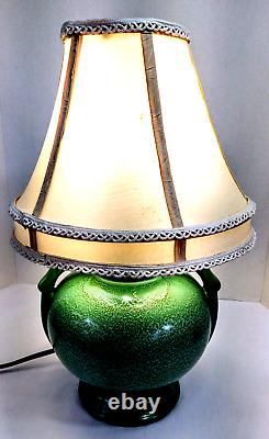 Lampe en céramique Stangl Pomme Verte avec poignée en anneau Art Déco Vintage No. 1682 Émaillage dégoulinant