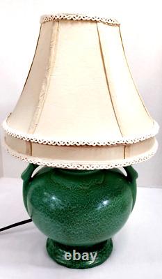 Lampe en céramique Stangl Pomme Verte avec poignée en anneau Art Déco Vintage No. 1682 Émaillage dégoulinant