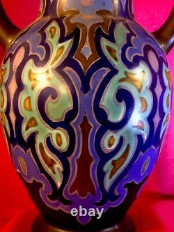 Large Art Deco Gouda Pandora Vase À Deux Mains Stunning Des Années 1920