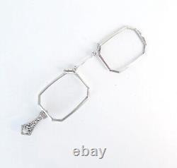Lorgnette en argent sterling de style Art déco (lunettes avec poignée)