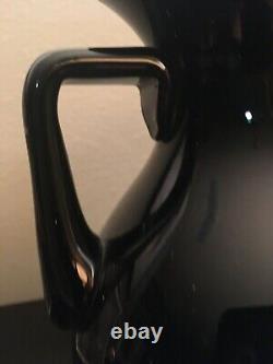Magnifique vase à anse en verre noir de style Art Déco 10 x 6.5
