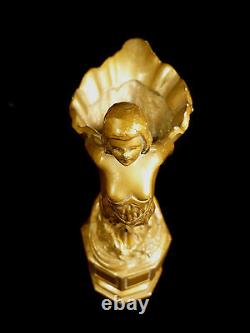 Merveilleux Art Déco Gilt Bronze Lady Pitcher Poignée Ou Ewer Circa 1930