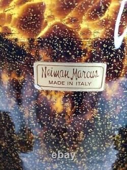 Neiman Marcus Tortoise Shell Gold Glitter Barware Ice Bucket Lunettes Blown À La Main