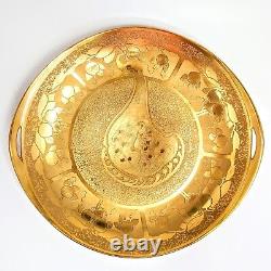 Osborne Antoinette Peacock Chine Art Studio Gold Handled Platter Signé Des Années 1930