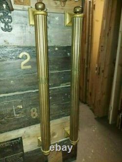 Paire De Poignées De Traction De Portes Vintage En Laiton Massif Deco 30 Sauvage Lourd