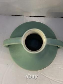 Paire de 2 vases en céramique Art Déco Coors Pottery Colorado Blue Matte à deux anses
