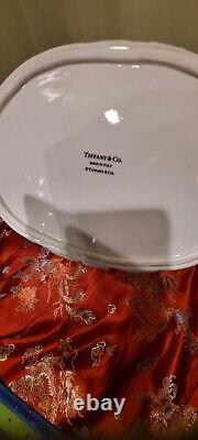 Panier ovale en céramique blanche tissée Tiffany de 11 pouces avec poignée tressée - NEUF