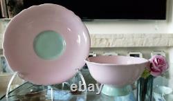 Paragon Pink Rose Handle Bone China Footed Tea Cup Soucoupe Pink Vintage No Box