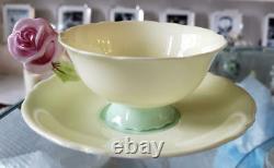 Paragon Pink Rose Handle Bone China Footed Tea Cup Soucoupe Yellow Vintage No Box