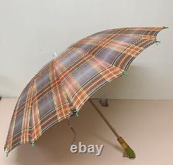 Parapluie Parasol Vintage Art Déco avec Manche en Bois et Poignée en Bakélite 24