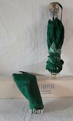 Parapluie pliant vintage des années 1940 Lynn Toppers Art Déco avec poignée en bakélite