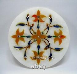 Pietra Dura Art Table Master Piece White Marble Tea Coaster Pour La Maison 4.5 Pouces