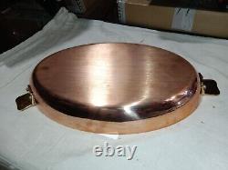 Poêle ovale Mauviel Art Deco en cuivre et acier inoxydable avec poignées en bronze, 13,8 pouces.